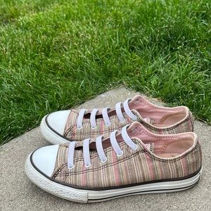 Converse All Star Girls Striped Sneakers Size 3 Slip On Shoes